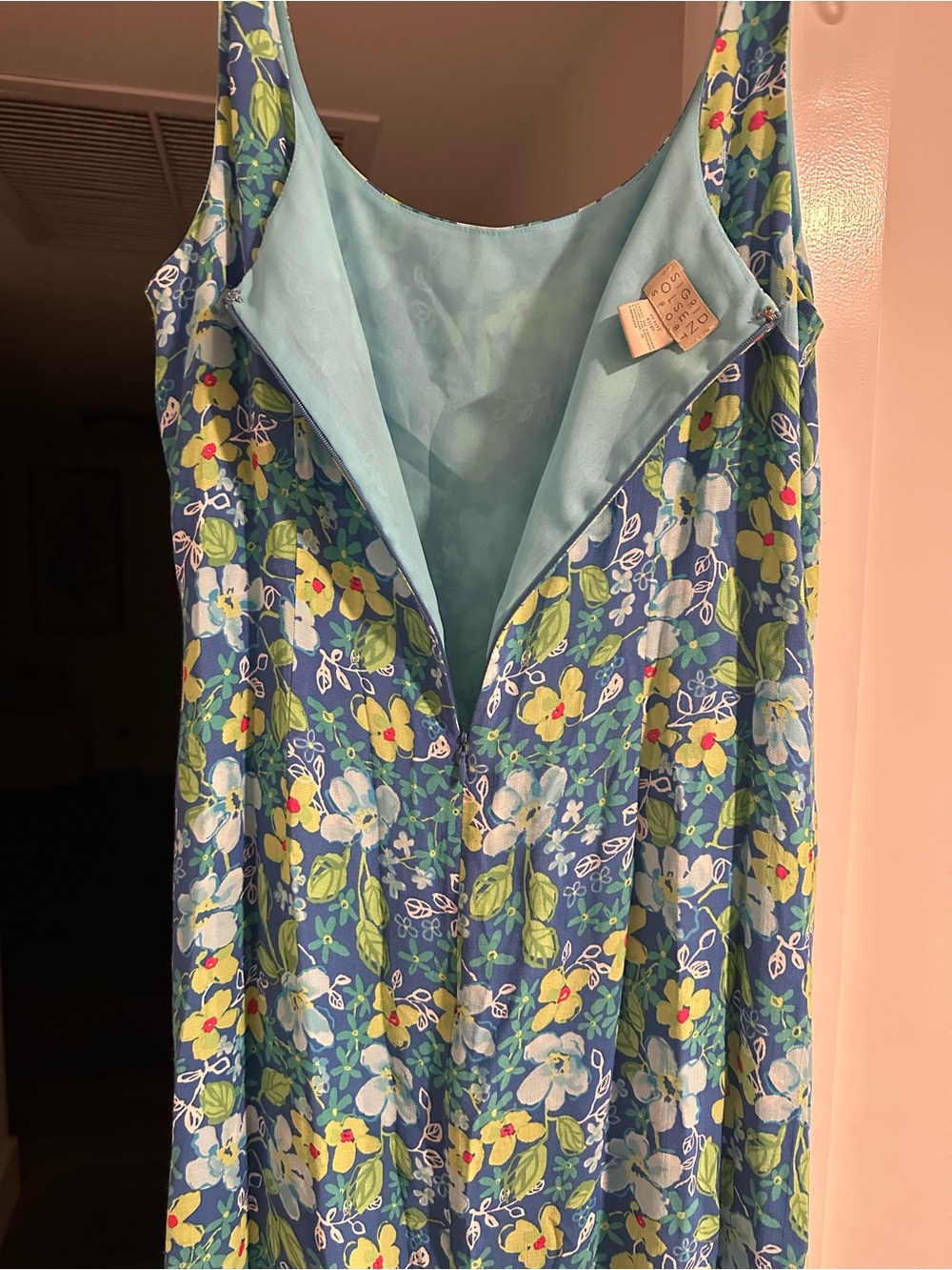 Sigrid Olsen Sport Blue Floral Sleeveless Maxi Dress Size 12P - Picture 6 of 7